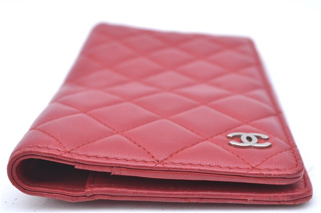 Authentic CHANEL Lamb Skin Matelasse CC Logo Notebook Cover Red J6181