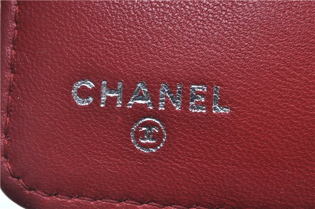 Authentic CHANEL Lamb Skin Matelasse CC Logo Notebook Cover Red J6181