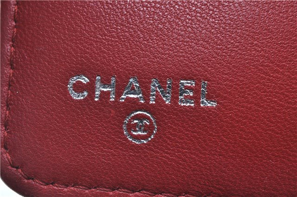 Authentic CHANEL Lamb Skin Matelasse CC Logo Notebook Cover Red J6181