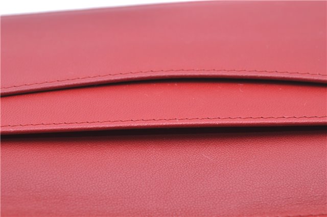 Authentic CHANEL Lamb Skin Matelasse CC Logo Notebook Cover Red J6181