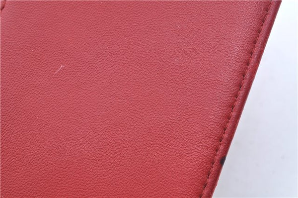 Authentic CHANEL Lamb Skin Matelasse CC Logo Notebook Cover Red J6181