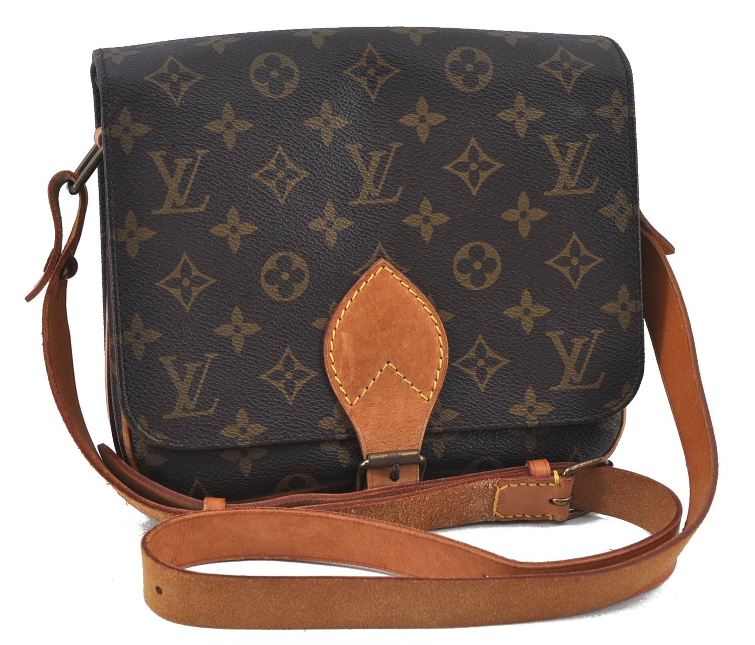 Authentic Louis Vuitton Monogram Cartouchiere MM M51253 Shoulder Cross Bag J6194