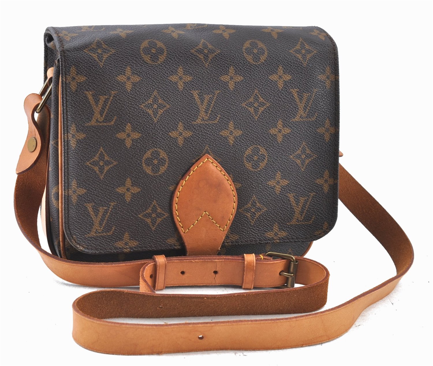 Authentic Louis Vuitton Monogram Cartouchiere MM M51253 Shoulder Cross Bag J6198
