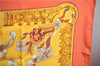 Authentic HERMES Carre 90 Scarf "Copeaux" Silk Orange Yellow J6200