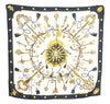 Authentic HERMES Carre 90 Scarf "LES CLES" Silk Black J6206