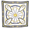 Authentic HERMES Carre 90 Scarf "En Roue Libre" Silk White Black Gold J6207