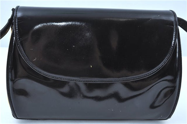 Authentic GUCCI Shoulder Cross Body Bag Purse Enamel Black J6280