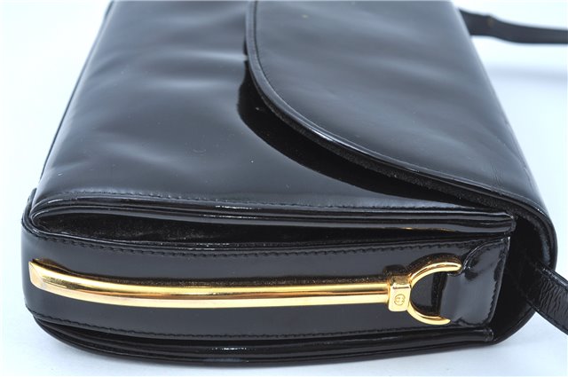 Authentic GUCCI Shoulder Cross Body Bag Purse Enamel Black J6280