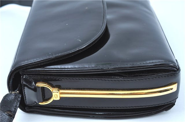 Authentic GUCCI Shoulder Cross Body Bag Purse Enamel Black J6280