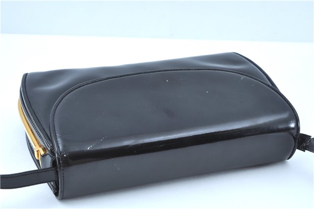 Authentic GUCCI Shoulder Cross Body Bag Purse Enamel Black J6280