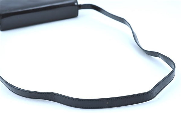 Authentic GUCCI Shoulder Cross Body Bag Purse Enamel Black J6280