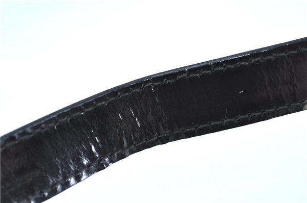 Authentic GUCCI Shoulder Cross Body Bag Purse Enamel Black J6280