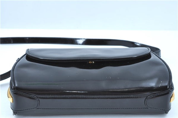 Authentic GUCCI Shoulder Cross Body Bag Purse Enamel Black J6280