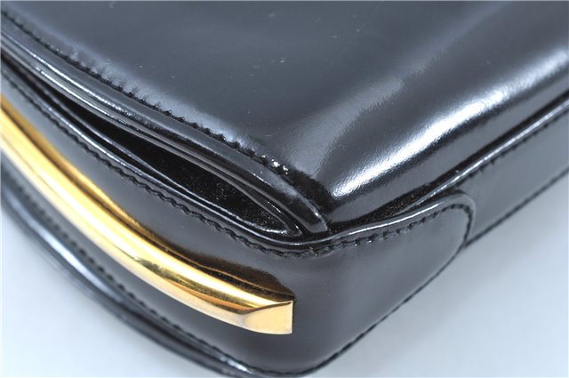 Authentic GUCCI Shoulder Cross Body Bag Purse Enamel Black J6280