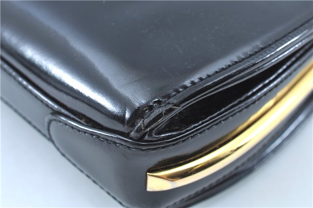 Authentic GUCCI Shoulder Cross Body Bag Purse Enamel Black J6280