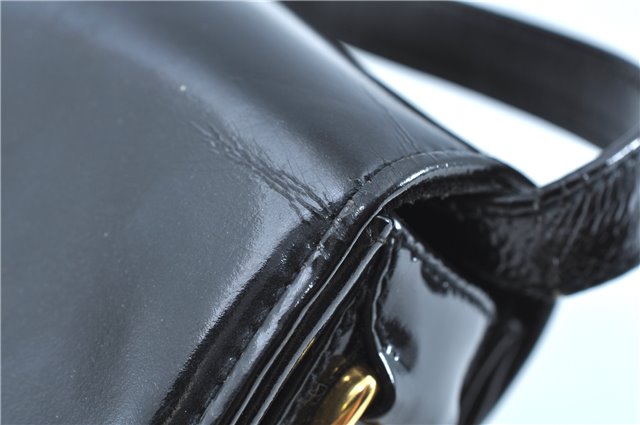 Authentic GUCCI Shoulder Cross Body Bag Purse Enamel Black J6280