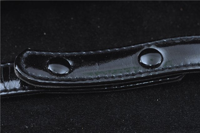 Authentic GUCCI Shoulder Cross Body Bag Purse Enamel Black J6280