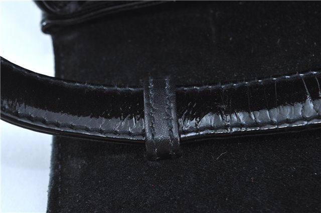 Authentic GUCCI Shoulder Cross Body Bag Purse Enamel Black J6280