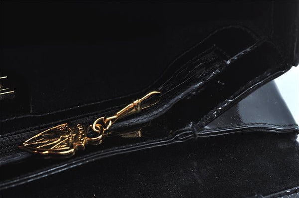 Authentic GUCCI Shoulder Cross Body Bag Purse Enamel Black J6280
