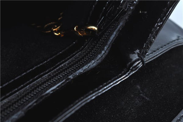 Authentic GUCCI Shoulder Cross Body Bag Purse Enamel Black J6280