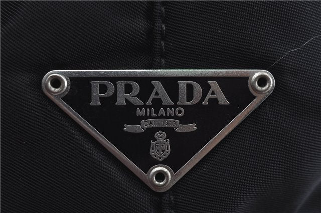 Authentic PRADA Nylon Tessuto Leather Shoulder Hand Bag Purse Black J6294