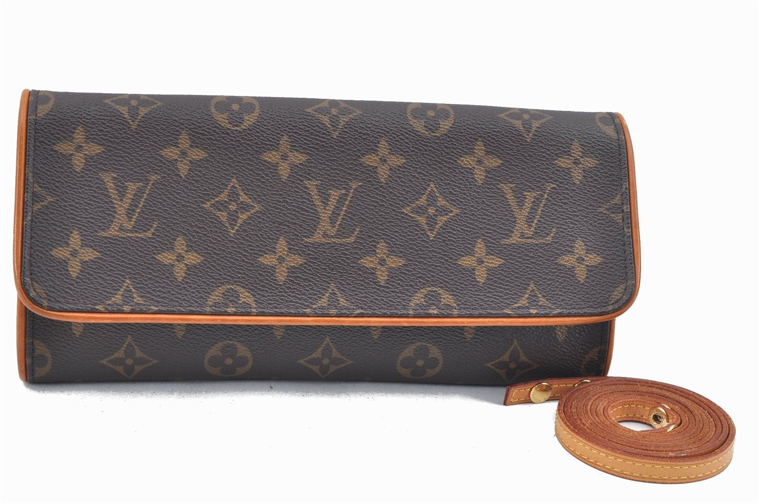 Authentic Louis Vuitton Monogram Pochette Twin GM Shoulder Bag M51852 LV J6313