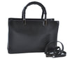 Authentic GUCCI Bamboo 2way Hand Shoulder Bag Purse Leather 0021035 Black J6337