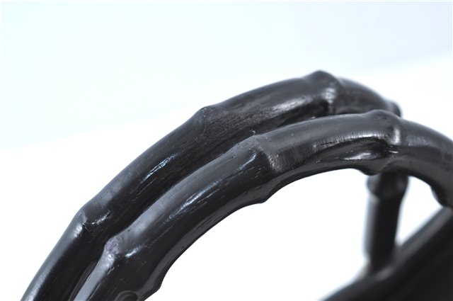 Authentic GUCCI Bamboo 2way Hand Shoulder Bag Purse Leather 0021035 Black J6337