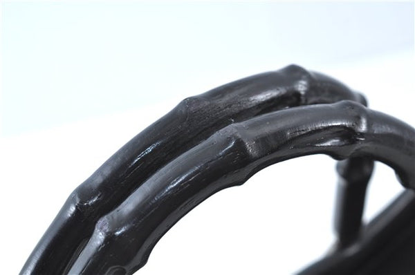 Authentic GUCCI Bamboo 2way Hand Shoulder Bag Purse Leather 0021035 Black J6337