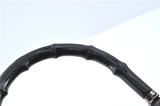 Authentic GUCCI Bamboo 2way Hand Shoulder Bag Purse Leather 0021035 Black J6337