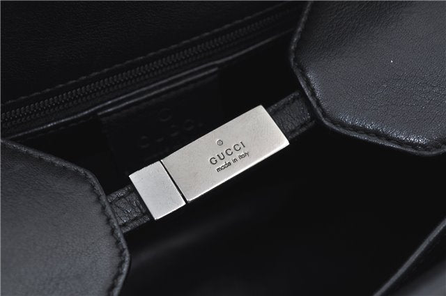 Authentic GUCCI Bamboo 2way Hand Shoulder Bag Purse Leather 0021035 Black J6337