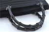 Authentic GUCCI Bamboo 2Way Shoulder Cross Hand Bag Nylon Leather Black J6349