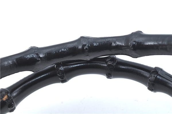 Authentic GUCCI Bamboo 2Way Shoulder Cross Hand Bag Nylon Leather Black J6349