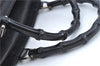 Authentic GUCCI Bamboo 2Way Shoulder Cross Hand Bag Nylon Leather Black J6349