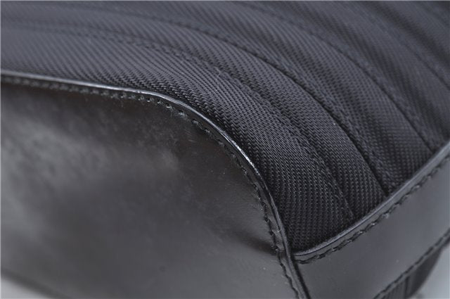 Authentic GUCCI Bamboo 2Way Shoulder Cross Hand Bag Nylon Leather Black J6349