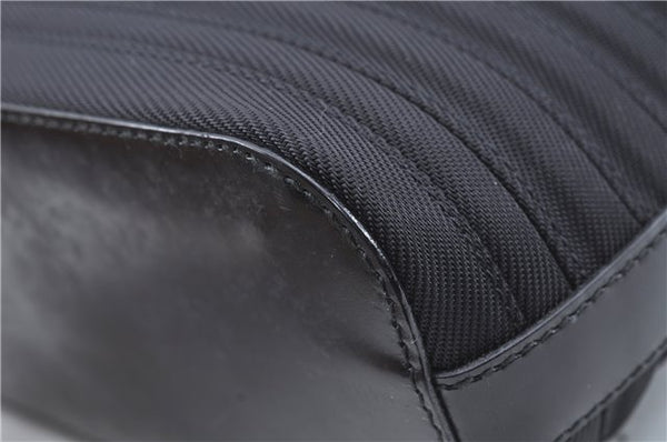 Authentic GUCCI Bamboo 2Way Shoulder Cross Hand Bag Nylon Leather Black J6349