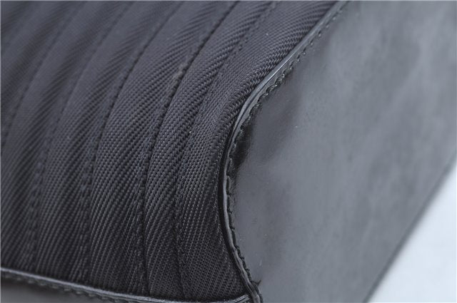 Authentic GUCCI Bamboo 2Way Shoulder Cross Hand Bag Nylon Leather Black J6349