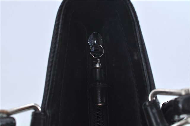 Authentic GUCCI Bamboo 2Way Shoulder Cross Hand Bag Nylon Leather Black J6349