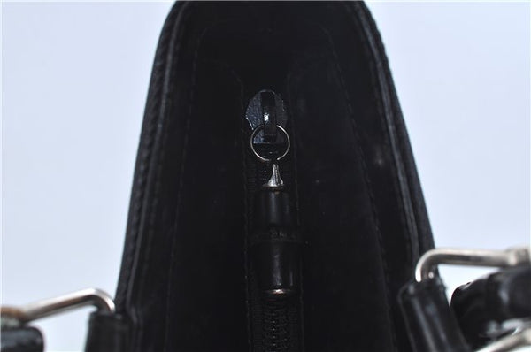 Authentic GUCCI Bamboo 2Way Shoulder Cross Hand Bag Nylon Leather Black J6349