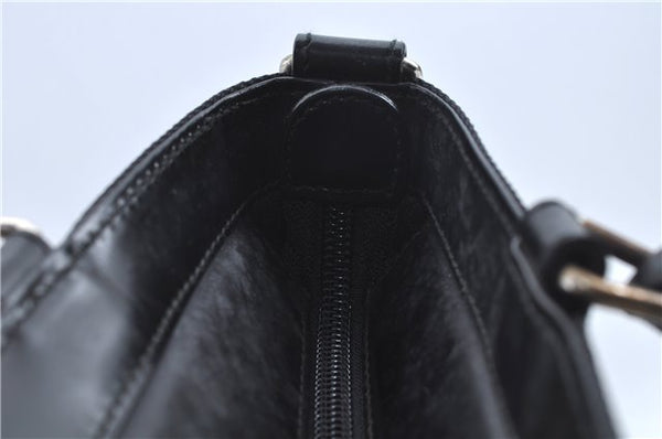 Authentic GUCCI Bamboo 2Way Shoulder Cross Hand Bag Nylon Leather Black J6349