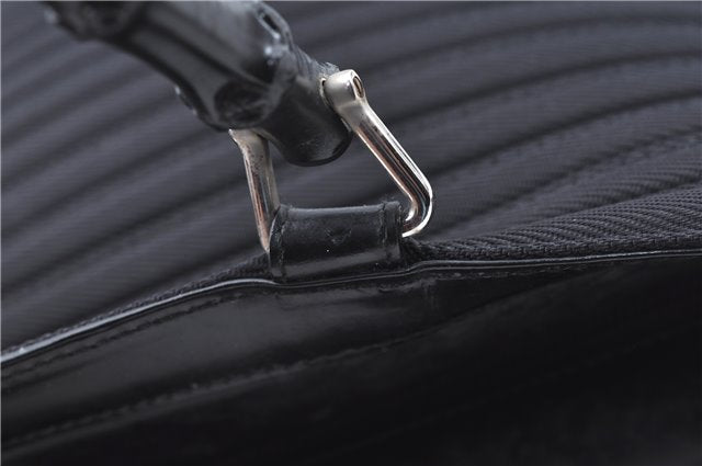 Authentic GUCCI Bamboo 2Way Shoulder Cross Hand Bag Nylon Leather Black J6349