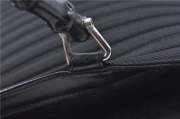 Authentic GUCCI Bamboo 2Way Shoulder Cross Hand Bag Nylon Leather Black J6349