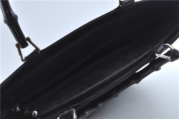Authentic GUCCI Bamboo 2Way Shoulder Cross Hand Bag Nylon Leather Black J6349