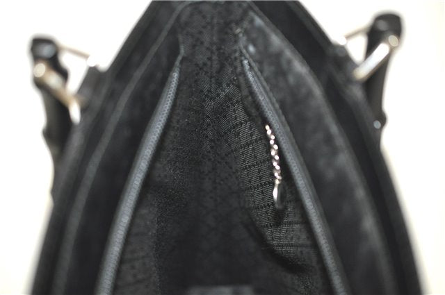 Authentic GUCCI Bamboo 2Way Shoulder Cross Hand Bag Nylon Leather Black J6349