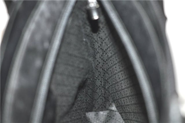 Authentic GUCCI Bamboo 2Way Shoulder Cross Hand Bag Nylon Leather Black J6349