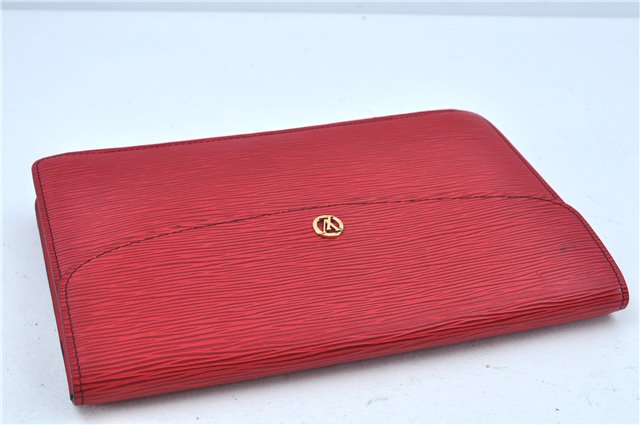 Authentic Louis Vuitton Epi Montaigne 27 Clutch Hand Bag Red M52657 LV J6351