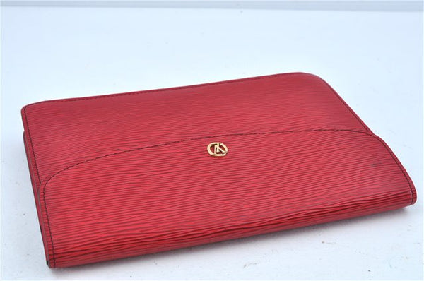 Authentic Louis Vuitton Epi Montaigne 27 Clutch Hand Bag Red M52657 LV J6351