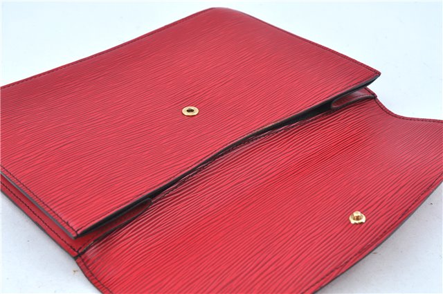 Authentic Louis Vuitton Epi Montaigne 27 Clutch Hand Bag Red M52657 LV J6351