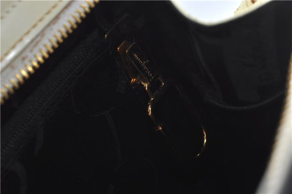 Authentic Ferragamo Gancini Leather Shoulder Tote Bag Purse Black White J6359