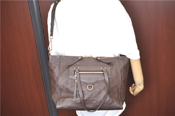 Auth Louis Vuitton Monogram Empreinte Lumineuse PM Tote Bag M94170 Brown J6360